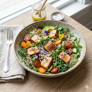 Veggie Sprouts With Salmon